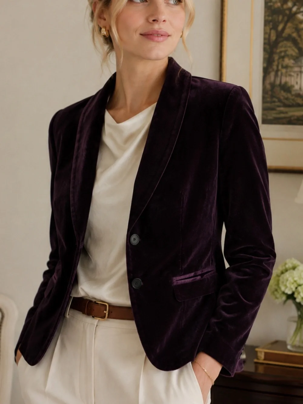 NEW J. Crew Women's Deep Plum Eden Velvet Blazer Jacket Size 0 39667